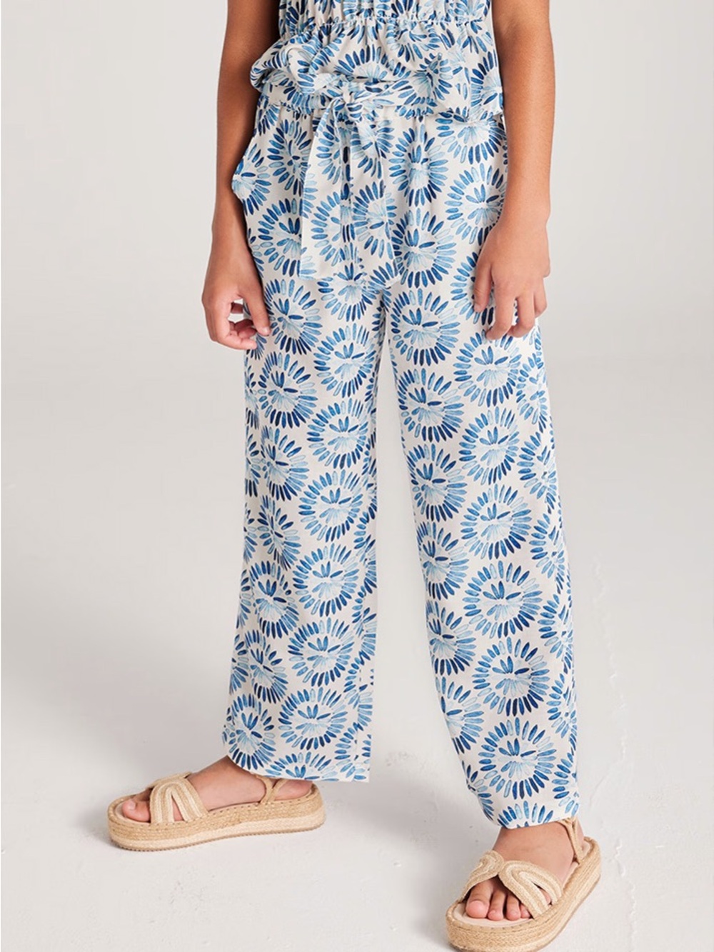Mayoral blue patterned pants with attached sash girls size 14